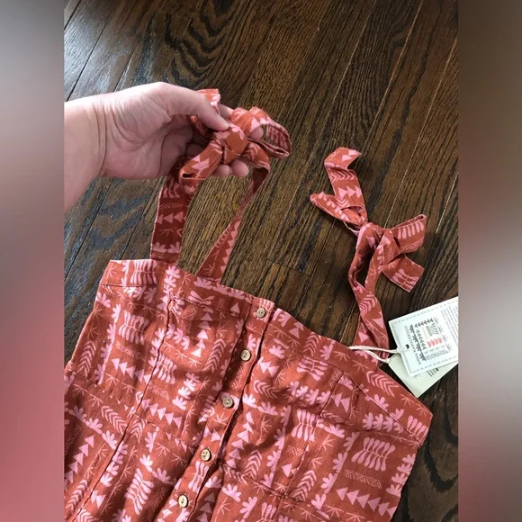 *NWT* Faherty Women's S Anna Kahalekulu Kendall Orange 100% Linen Maxi Sundress - Picture 13 of 16